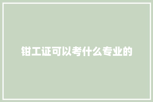 钳工证可以考什么专业的