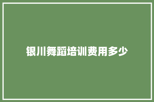 银川舞蹈培训费用多少 职场应用