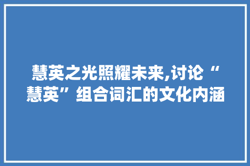 慧英之光照耀未来,讨论“慧英”组合词汇的文化内涵与发展前景_慧字和英字组词