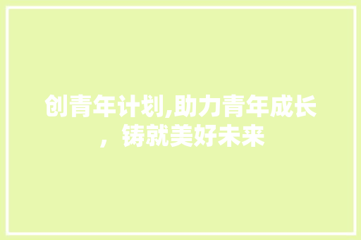 创青年计划,助力青年成长，铸就美好未来