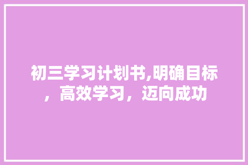 初三学习计划书,明确目标，高效学习，迈向成功