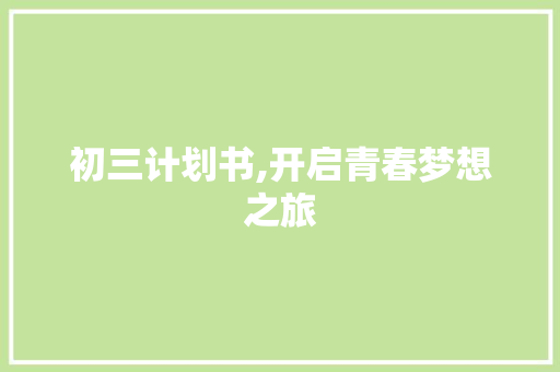 初三计划书,开启青春梦想之旅