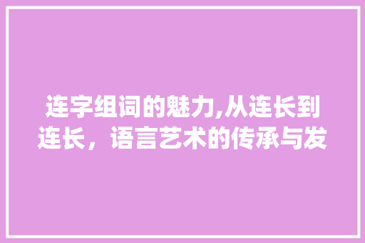 连字组词的魅力,从连长到连长，语言艺术的传承与发展_连字组词连长的连