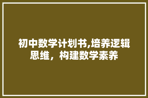 初中数学计划书,培养逻辑思维，构建数学素养
