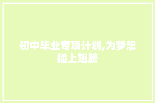 初中毕业专项计划,为梦想插上翅膀