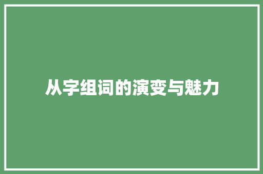 从字组词的演变与魅力
