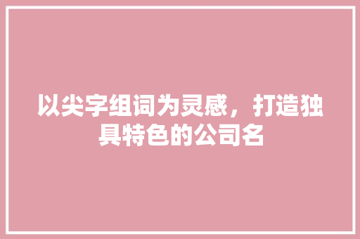 以尖字组词为灵感，打造独具特色的公司名
