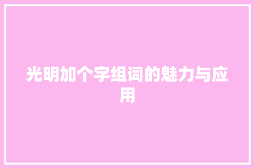 光明加个字组词的魅力与应用