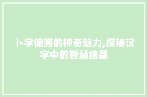 卜字偏旁的神奇魅力,探秘汉字中的智慧结晶