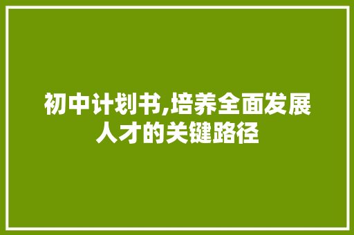 初中计划书,培养全面发展人才的关键路径