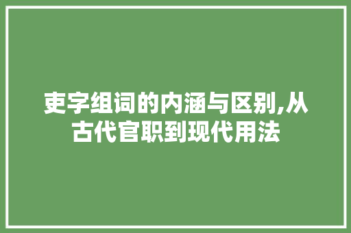 吏字组词的内涵与区别,从古代官职到现代用法
