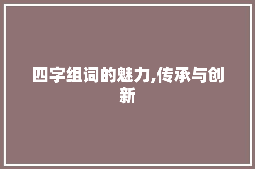 四字组词的魅力,传承与创新
