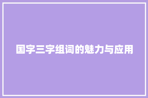 国字三字组词的魅力与应用