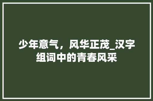 少年意气，风华正茂_汉字组词中的青春风采