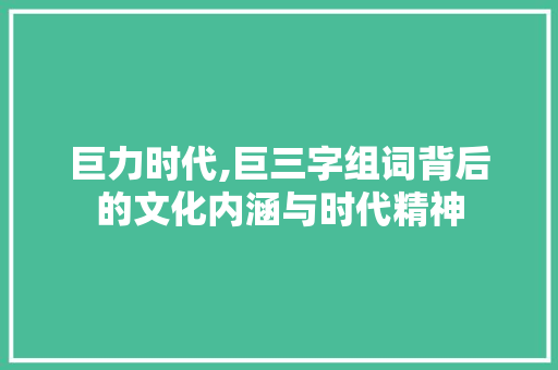 巨力时代,巨三字组词背后的文化内涵与时代精神