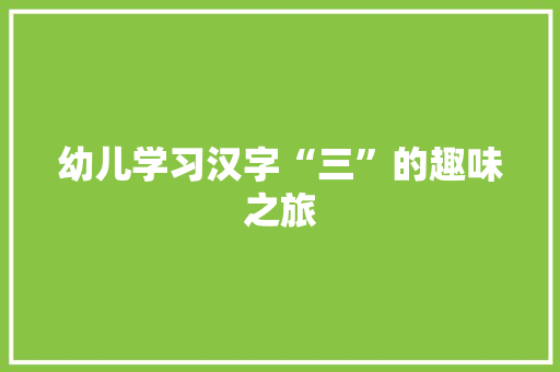 幼儿学习汉字“三”的趣味之旅
