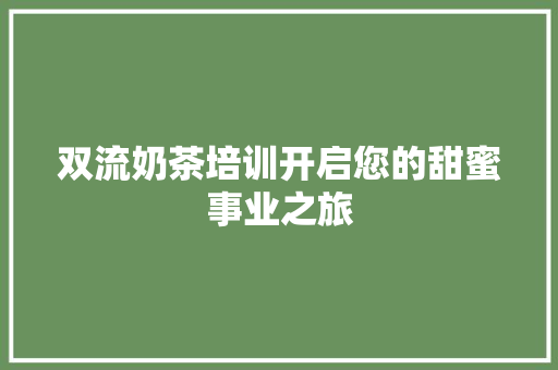 双流奶茶培训开启您的甜蜜事业之旅