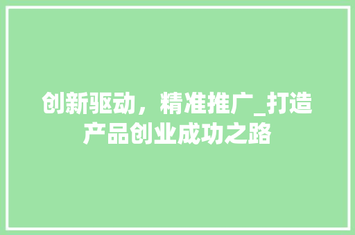 创新驱动，精准推广_打造产品创业成功之路