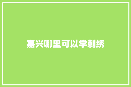 嘉兴哪里可以学刺绣