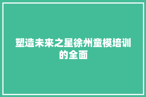 塑造未来之星徐州童模培训的全面