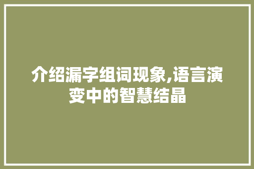 介绍漏字组词现象,语言演变中的智慧结晶 合同协议
