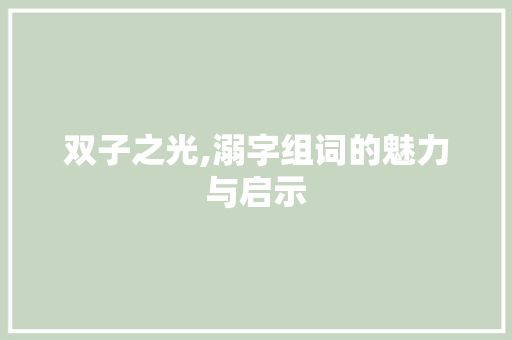 双子之光,溺字组词的魅力与启示