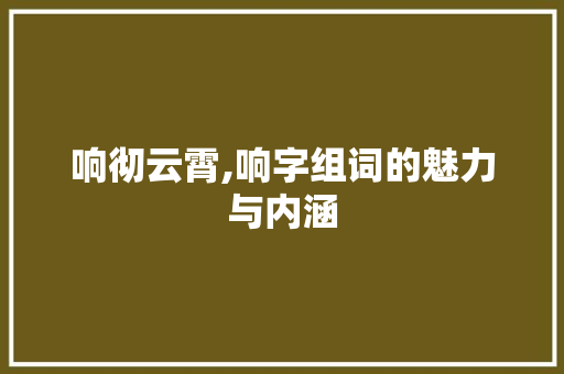 响彻云霄,响字组词的魅力与内涵