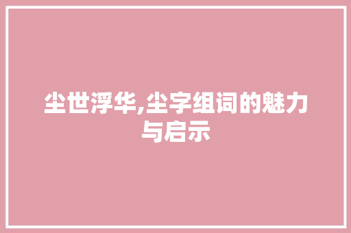 尘世浮华,尘字组词的魅力与启示