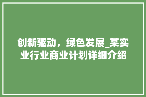 创新驱动，绿色发展_某实业行业商业计划详细介绍
