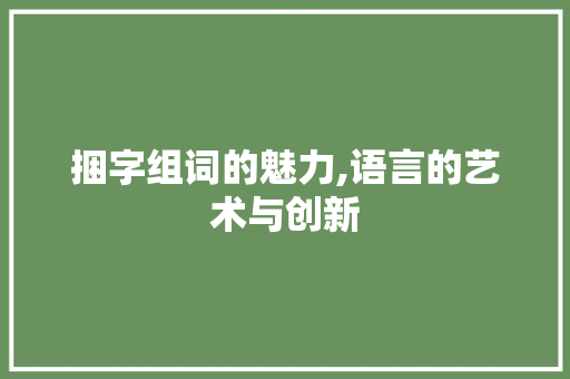 捆字组词的魅力,语言的艺术与创新