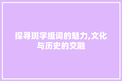 探寻斑字组词的魅力,文化与历史的交融
