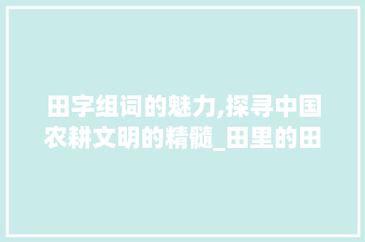 田字组词的魅力,探寻中国农耕文明的精髓_田里的田字组词