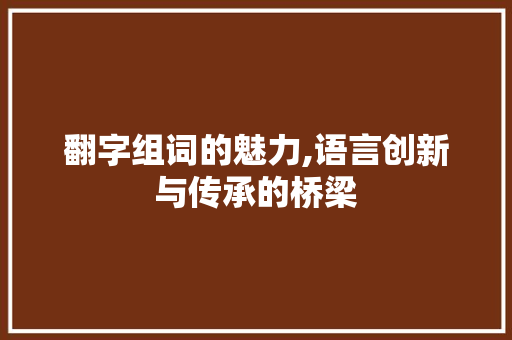 翻字组词的魅力,语言创新与传承的桥梁