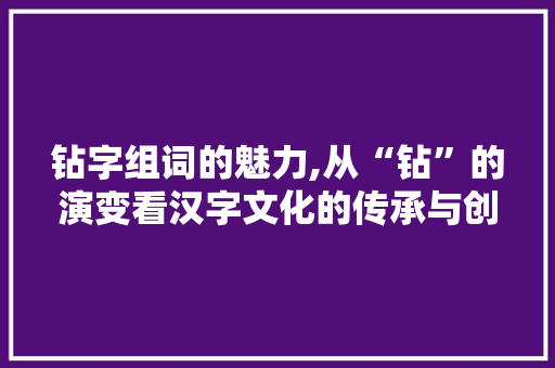 钻字组词的魅力,从“钻”的演变看汉字文化的传承与创新