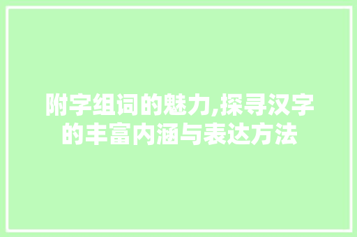 附字组词的魅力,探寻汉字的丰富内涵与表达方法