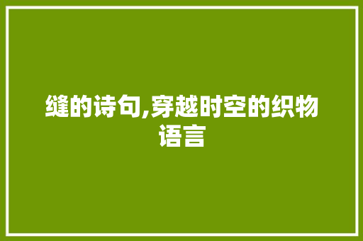 缝的诗句,穿越时空的织物语言