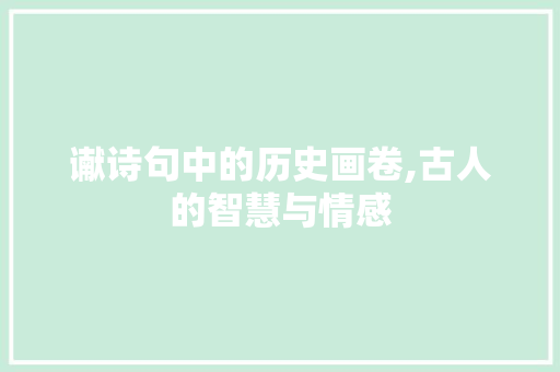 谳诗句中的历史画卷,古人的智慧与情感