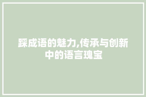 踩成语的魅力,传承与创新中的语言瑰宝