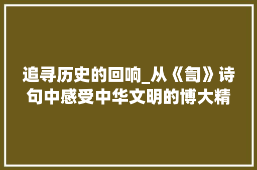 追寻历史的回响_从《訇》诗句中感受中华文明的博大精深