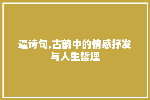 逼诗句,古韵中的情感抒发与人生哲理