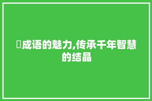 咶成语的魅力,传承千年智慧的结晶