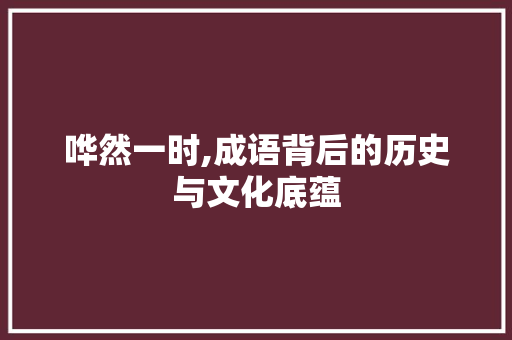 哗然一时,成语背后的历史与文化底蕴