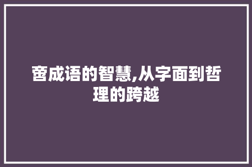 啻成语的智慧,从字面到哲理的跨越