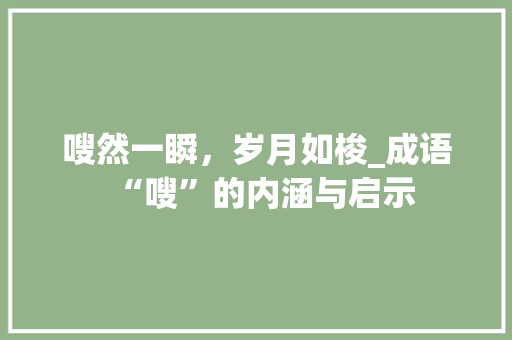 嗖然一瞬，岁月如梭_成语“嗖”的内涵与启示
