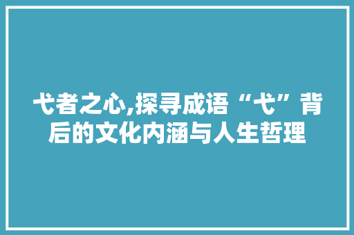 弋者之心,探寻成语“弋”背后的文化内涵与人生哲理