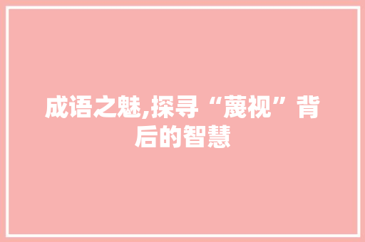 成语之魅,探寻“蔑视”背后的智慧