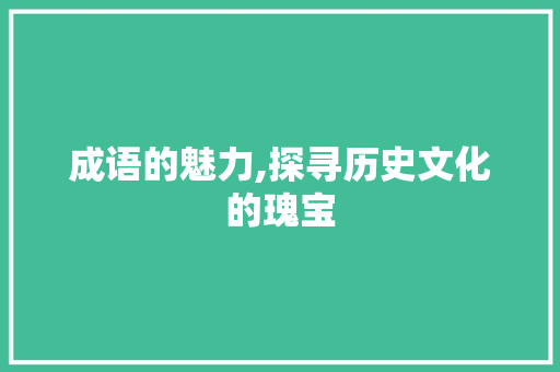 成语的魅力,探寻历史文化的瑰宝