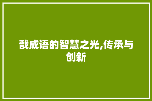 戬成语的智慧之光,传承与创新