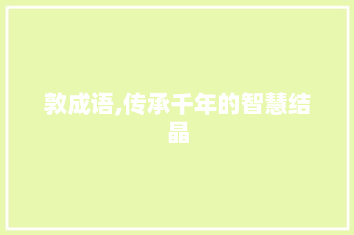 敦成语,传承千年的智慧结晶