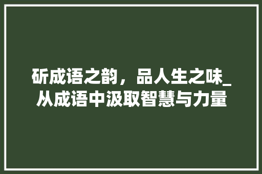 斫成语之韵，品人生之味_从成语中汲取智慧与力量